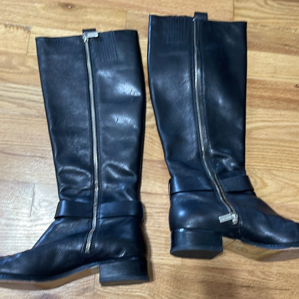 MICHAEL Michael Kors Black Tall Riding Boots MK Logo Size 8.5 - Picture 3 of 8